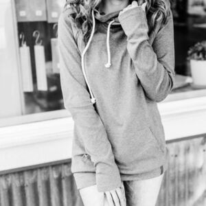 Ampersand Taupe Hood Sweatshirt w/ Finger Holes L